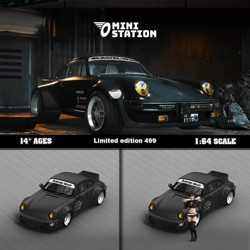 MINI STATION PORSCHE RWB 964 DUCKTAIL SAMURAI CYBERPUNK BLACK - 1/64 S ...
