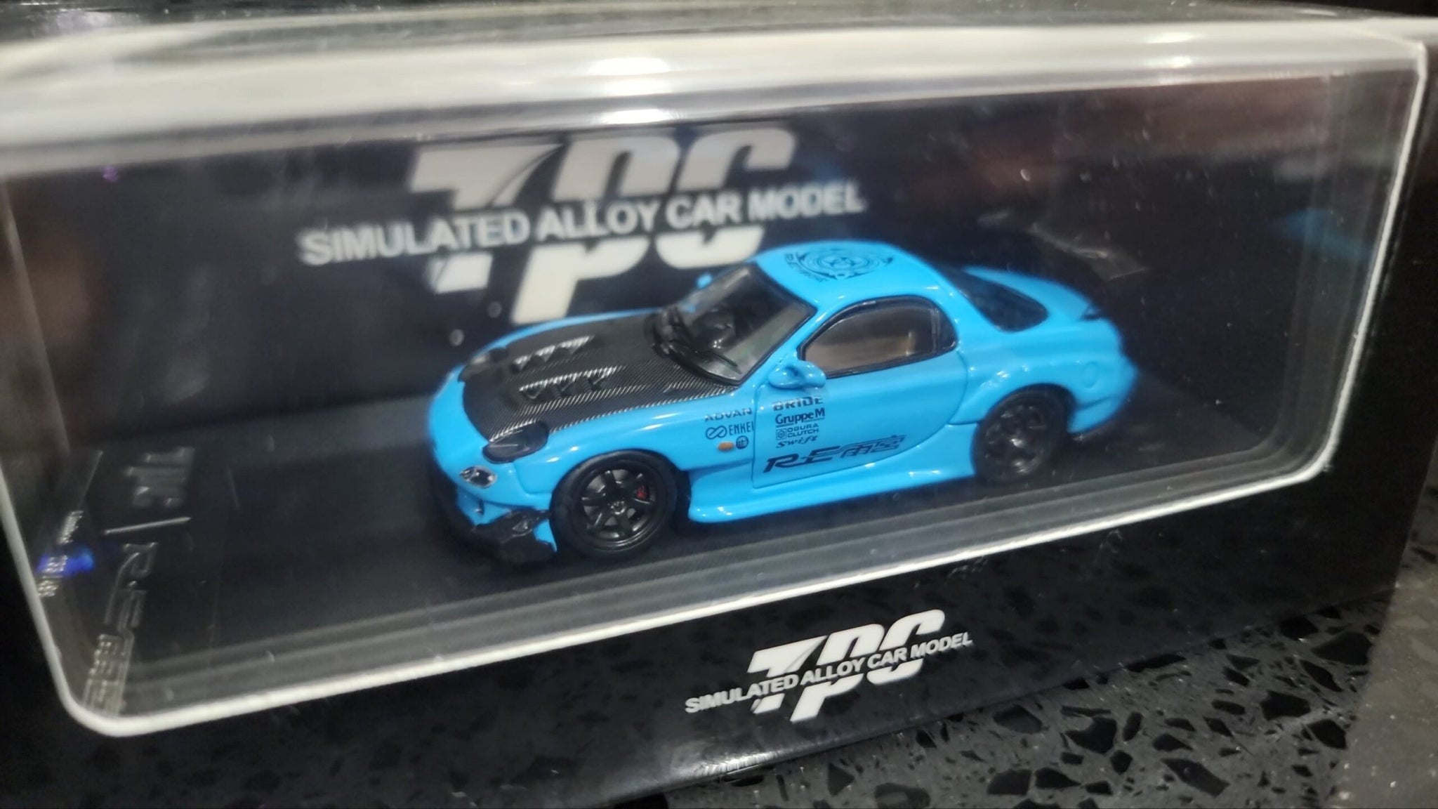 TPC MAZDA RX-7 FD3S AMEMIYA BLUE CARBON HOOD - 1/64 SCALE – DIECAST ...