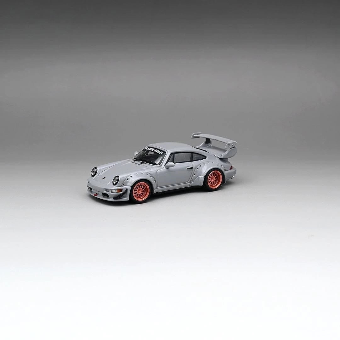 CM MODEL PORSCHE RWB 964 WIDEBODY GREY + EXTRA WHEELS - 1/64 SCALE ...
