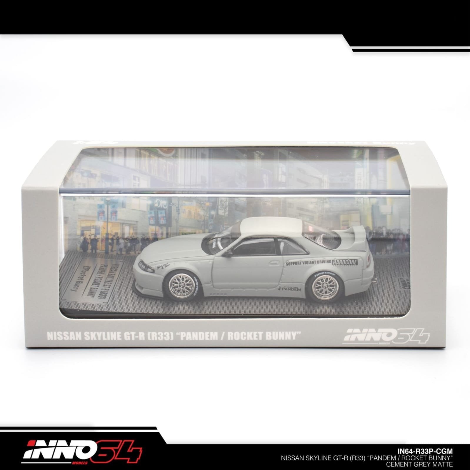 INNO 64 NISSAN SKYLINE GT-R R33 PANDEM ROCKET BUNNY MATTE GREY - 1/64 ...