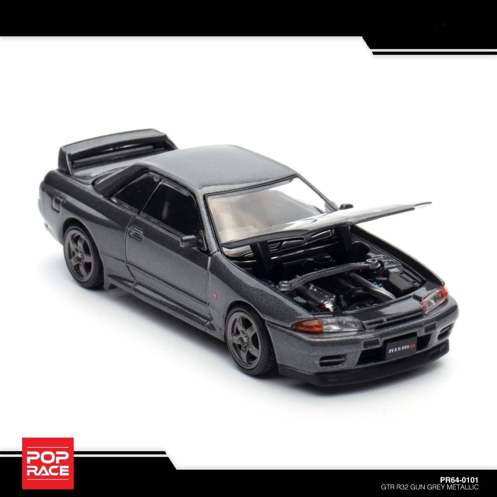 POP RACE NISSAN GT-R R32 GUN GREY METALLIC - 1/64 SCALE – DIECAST KINGS SA