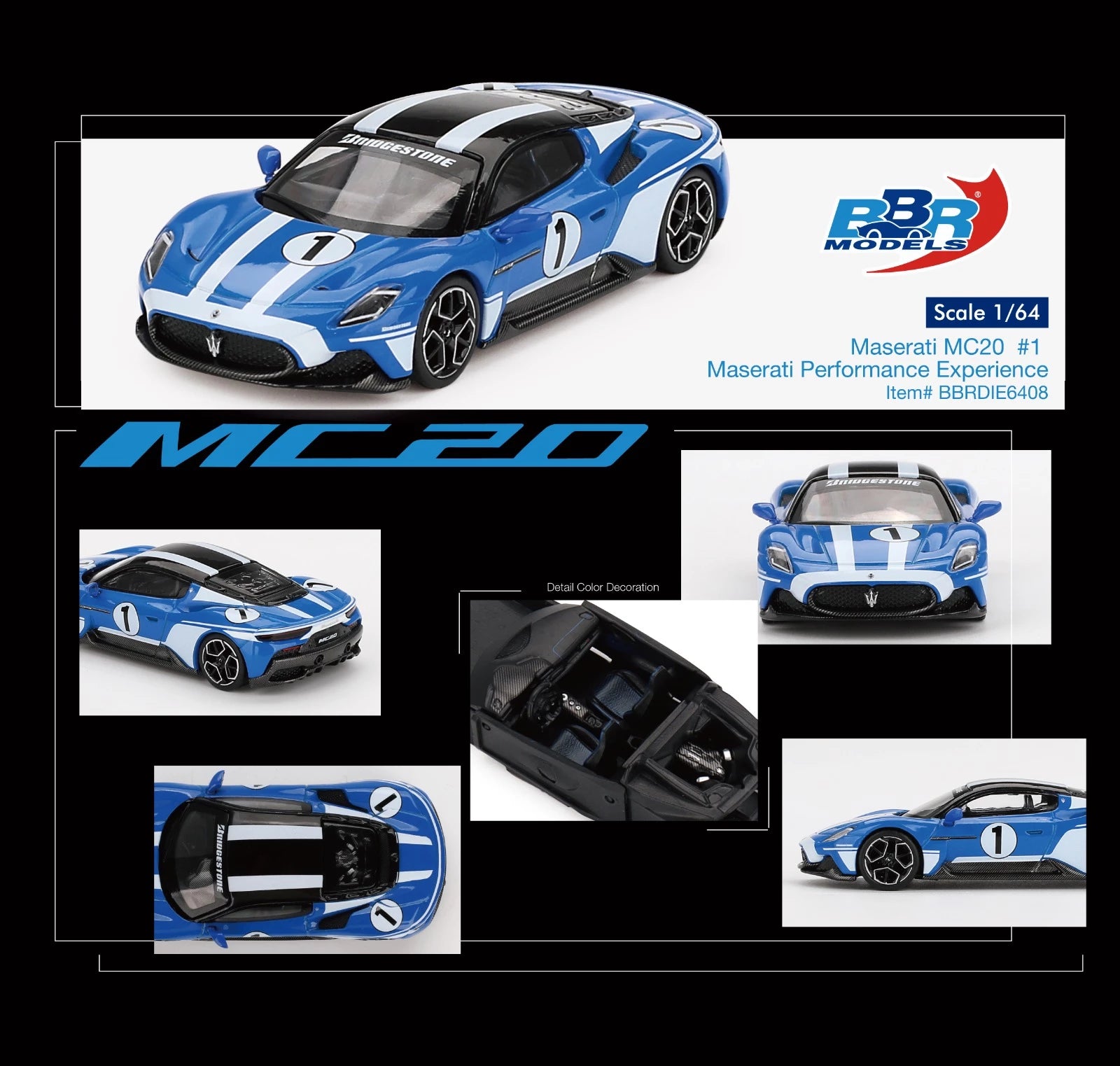 BBR MODELS MASERATI MC20 #1 MASERATI PERFORMANCE - 1/64 SCALE – DIECAST ...