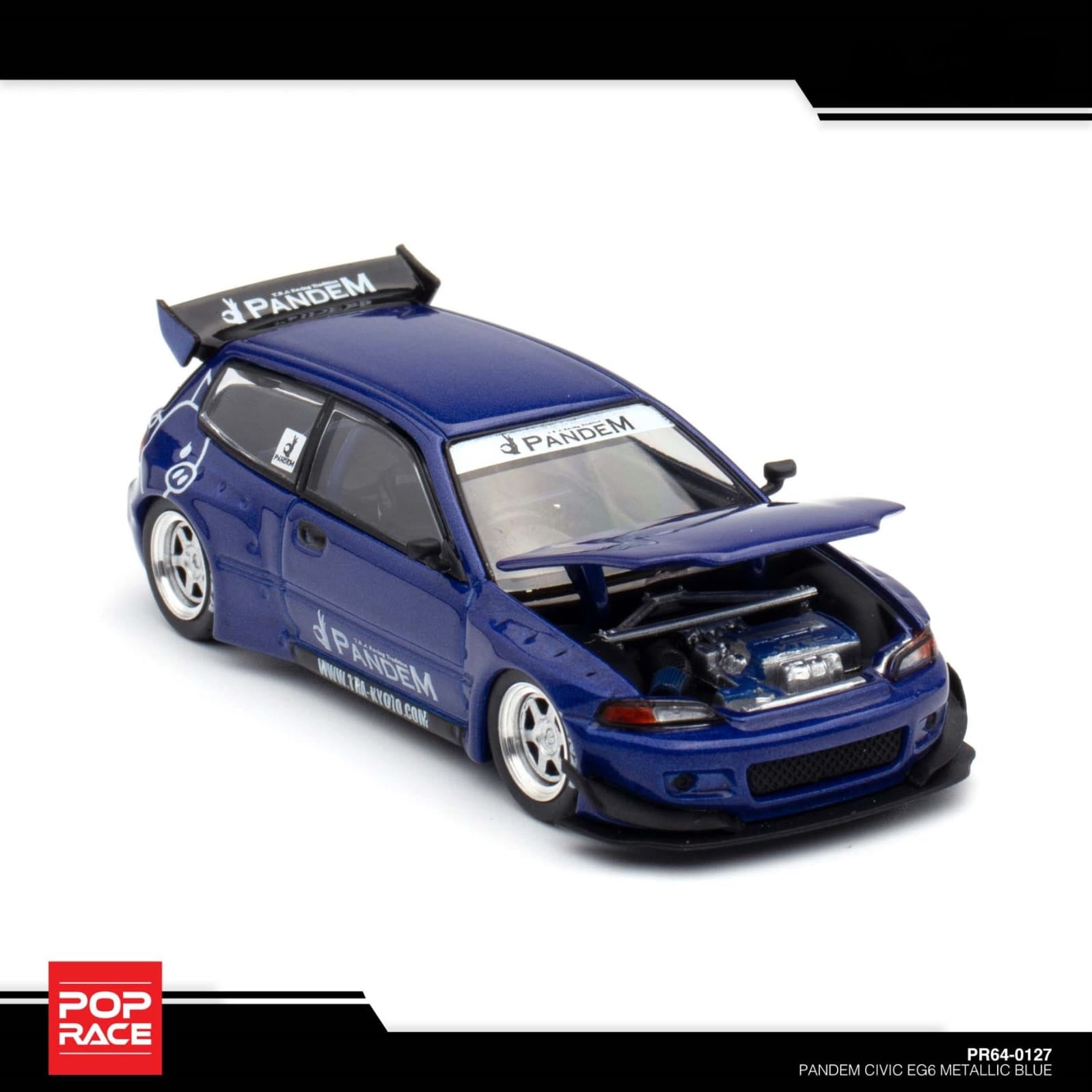 POP RACE PANDEM HONDA CIVIC EG6 METALLIC BLUE - 1/64 SCALE