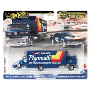 HOTWHEELS TEAM TRANSPORT- '70 PLYMOUTH AAR CUDA & SAKURA SPRINTER