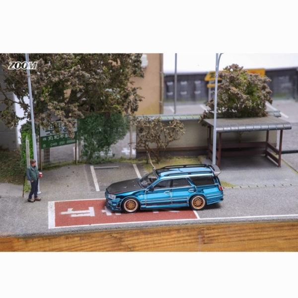 ZOOM NISSAN STAGEA WC34 260RS CHROME BLUE + CARBON HOOD