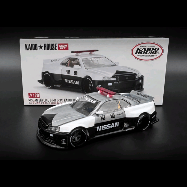 KAIDO★HOUSE x MINI GT NISSAN SKYLINE GT-R R34 JAPAN POLICE *CHASE CAR*