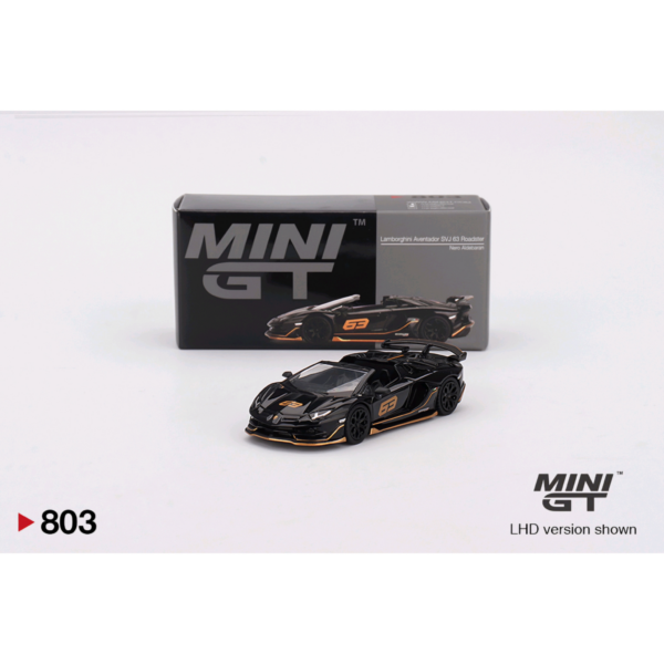 MINI GT LAMBORGHINI AVENTADOR SVJ 63 ROADSTER NERO ALDEBARAN