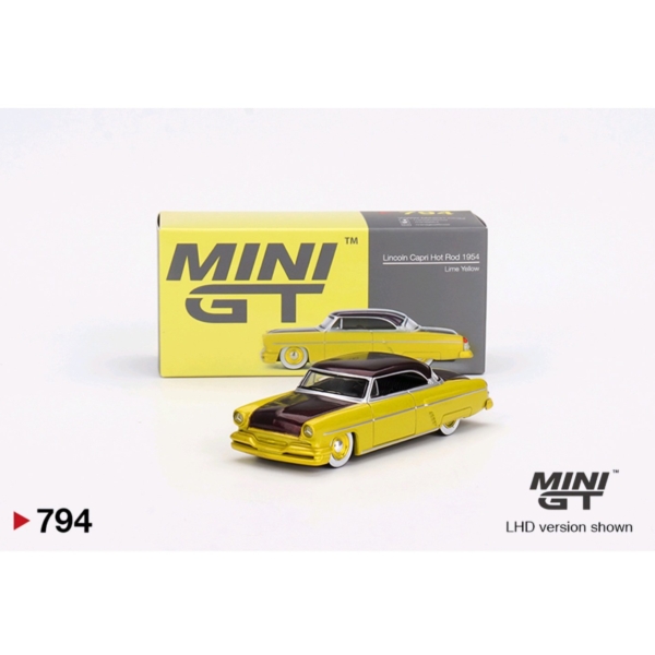 MINI GT 1954 LINCOLN CAPRI HOT ROD LIME YELLOW