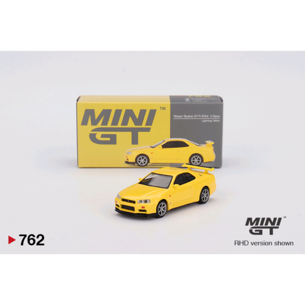 MINI GT NISSAN SKYLINE GT-R R34 V-SPEC YELLOW