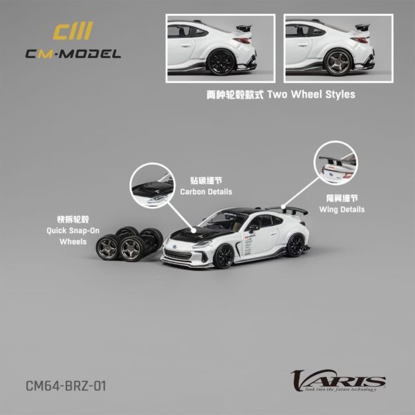 CM MODEL SUBARU BRZ VARIS ARISING 1 WHITE + EXTRA WHEELS