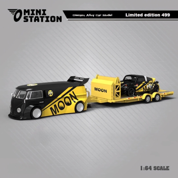 MINI STATION VOLKSWAGEN SET BLACK/YELLOW MOONEYES LIVERY