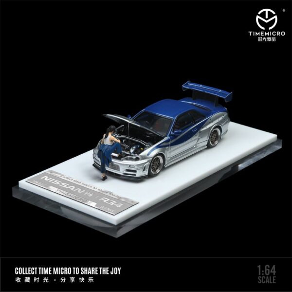 TIME MICRO NISSAN SKYLINE GT-R R34 Z-TUNE FAST & FURIOUS TOKYO DRIFT LIVERY + FIGURINE