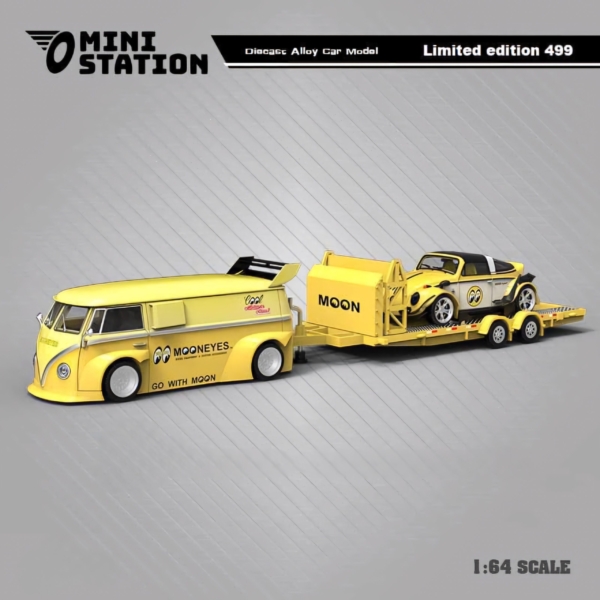 MINI STATION VOLKSWAGEN SET YELLOW MOONEYES LIVERY