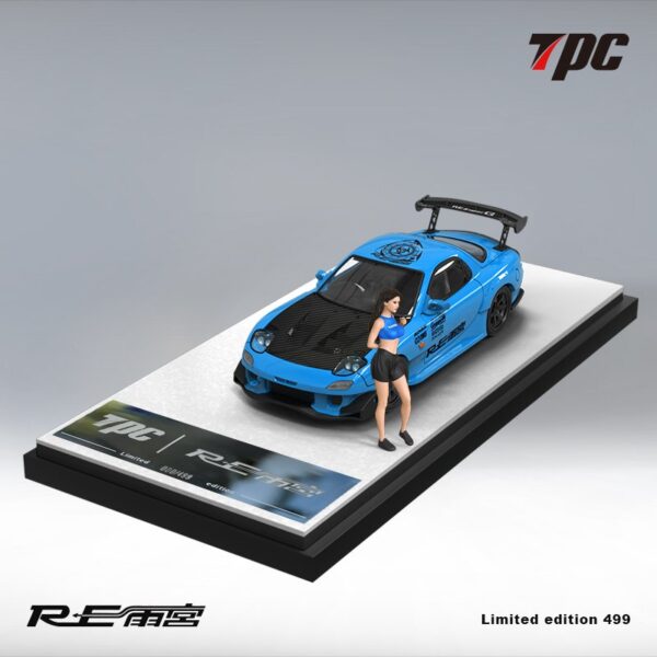 TPC MAZDA RX-7 FD3S AMEMIYA BLUE CARBON HOOD + FIGURINE