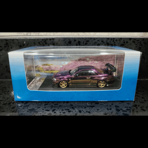 FUJI NISSAN SKYLINE GT-R R34 NISMO Z-TUNE HIGH WING MAGIC PURPLE/GREEN