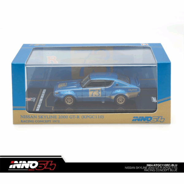 INNO 64 NISSAN SKYLINE 2000 GT-R (KPGC110) RACING CONCEPT LIVERY #73 BLUE