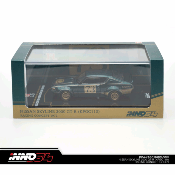 INNO 64 NISSAN SKYLINE 2000 GT-R (KPGC110) RACING CONCEPT LIVERY #73 GREEN