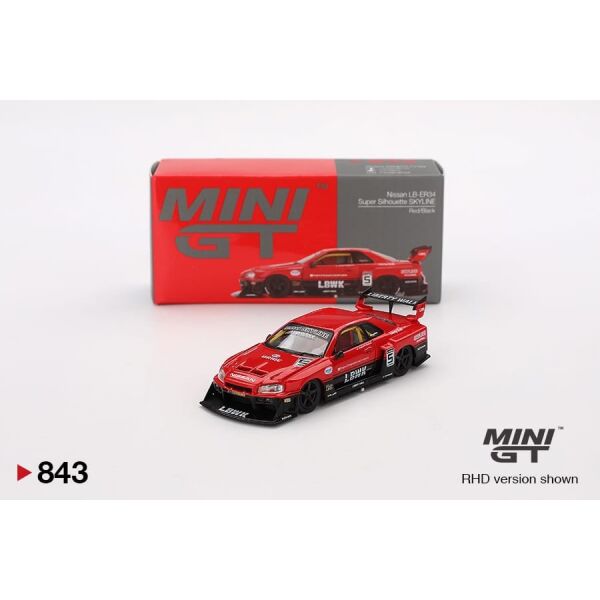 MINI GT NISSAN SKYLINE LB-ER34 SUPER SILHOUETTE RED/BLACK #5 BLISTER PACKAGING