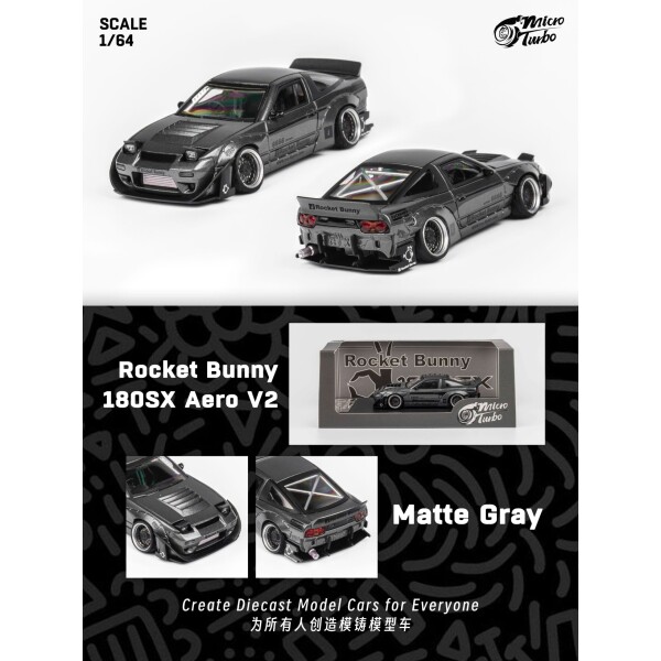 MICRO TURBO ROCKET BUNNY NISSAN 180SX AERO V2 MATTE GREY