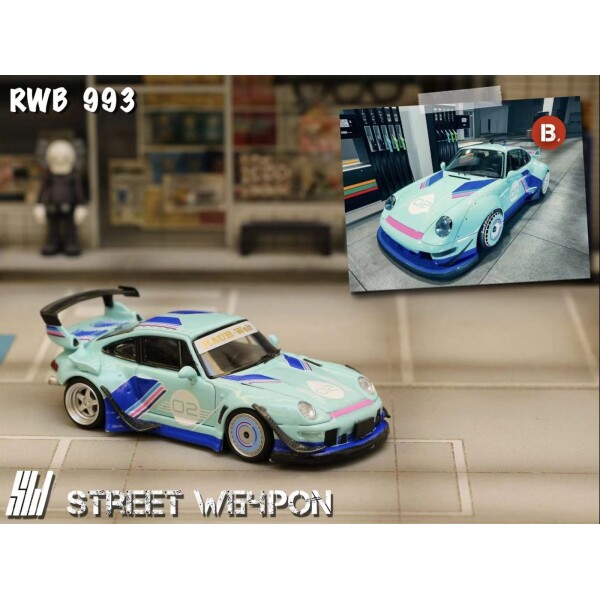 STREETWEAPON PORCHE RWB 993 TIFFANY BLUE #02 LUMINOUS GLOW IN THE DARK LIVERY