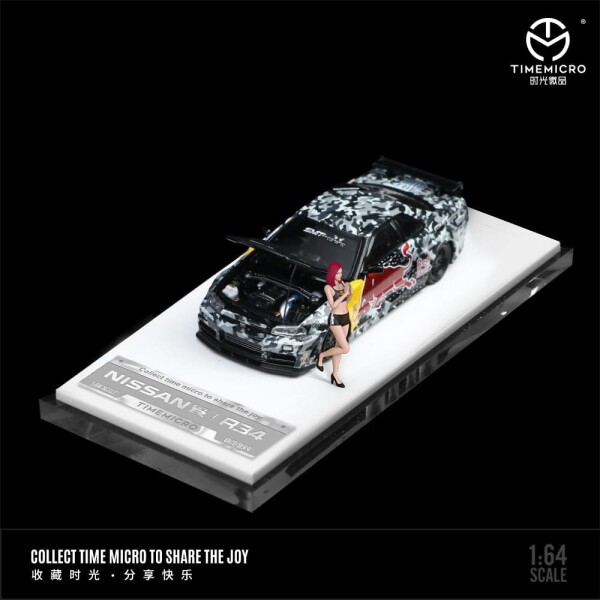TIME MICRO NISSAN SKYLINE GT-R R34 Z-TUNE REDBULL LIVERY + FIGURINE