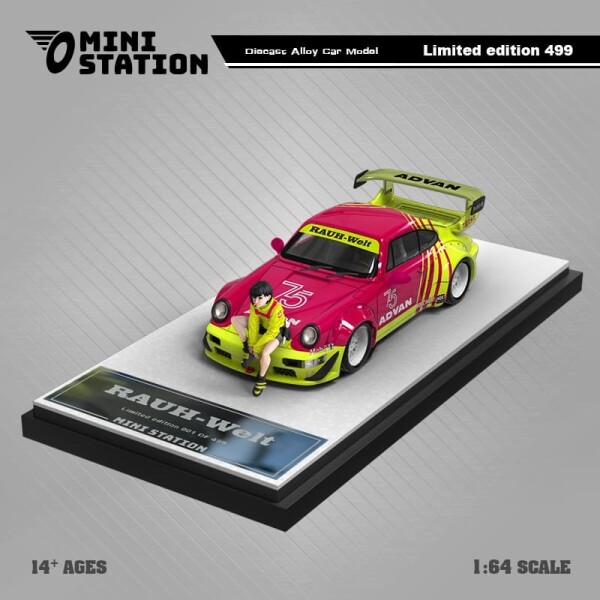MINI STATION PORCHE RWB 964 #75 ADVAN LIVERY + FIGURINE
