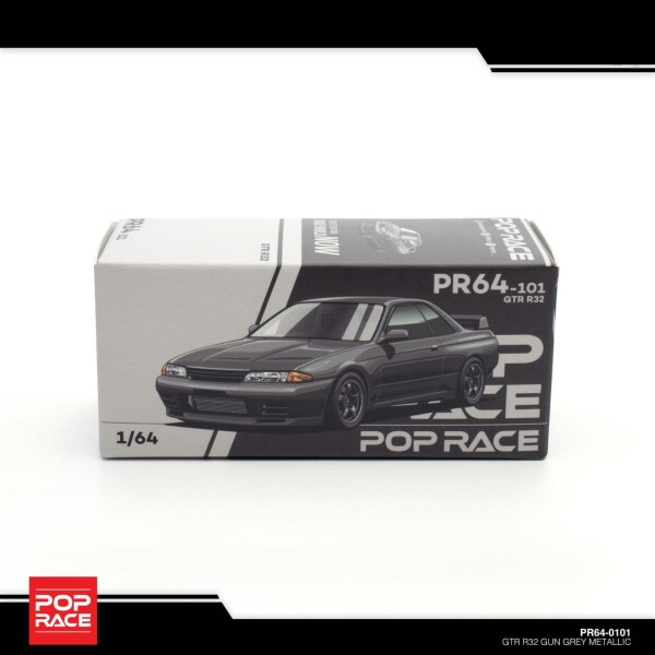 POP RACE NISSAN GT-R R32 GUN GREY METALLIC
